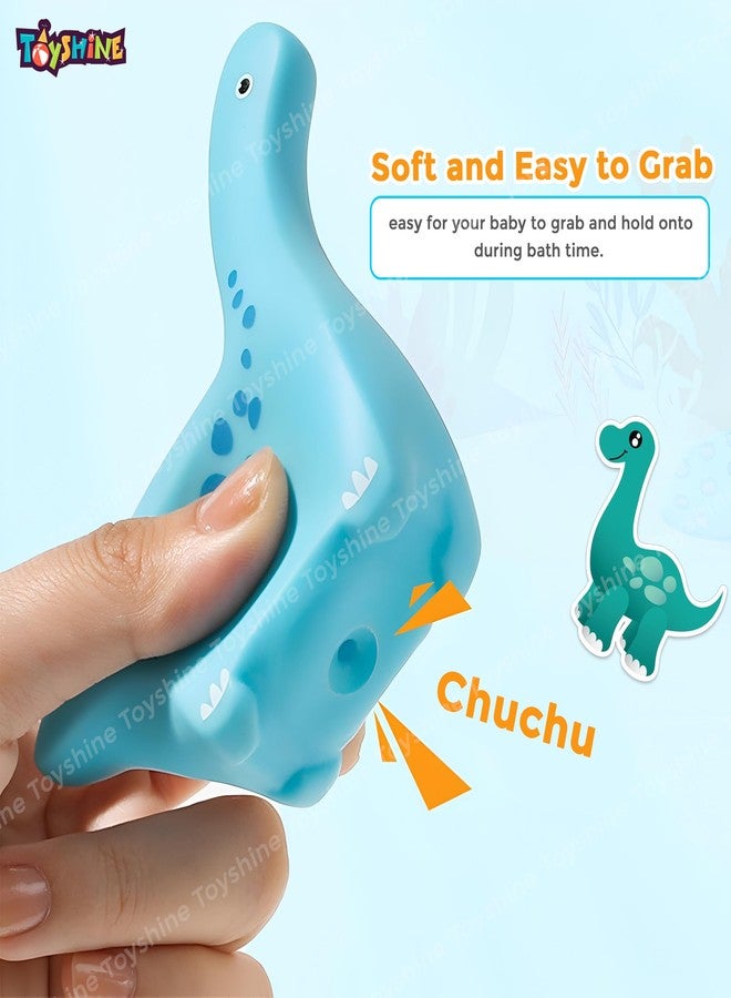 Toyshine 6 Pc Colorful Non-Toxic Dino Design Mold Free Chuchu Sound Bath/ Pool Toys , Toddler Baby Bathtub Bathing Squeeze Toys - Image 3